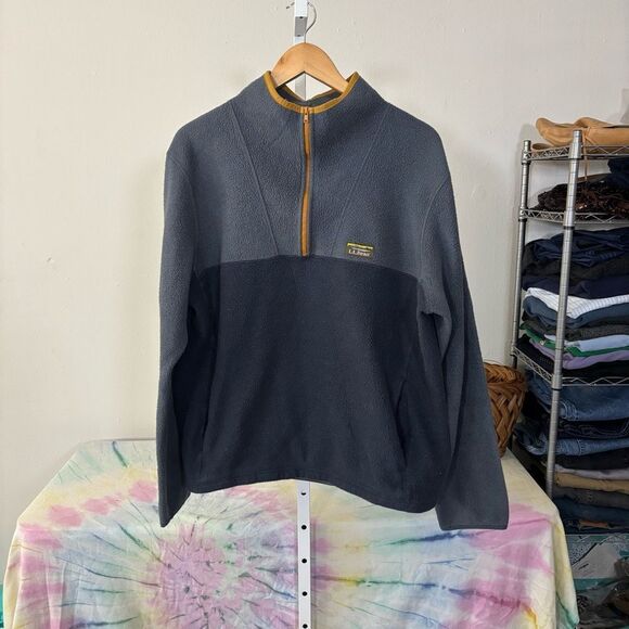Vintage LL BEAN fleece 1/4 zip Men's Blue and Gray Sweater size large - Picture 4 of 5